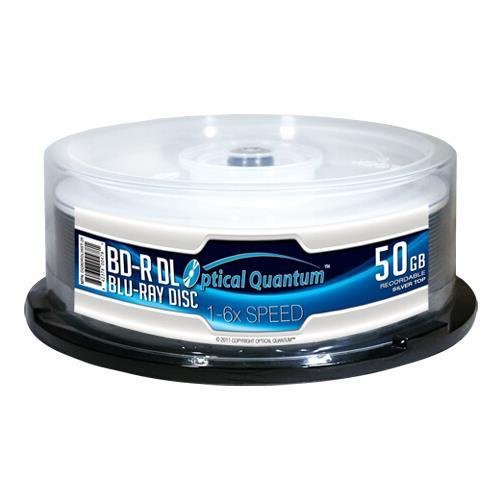 Amazon.com: 25 Pack Optical Quantum 6X 50GB BD-R DL Blu-Ray Blank